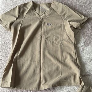 Figs Khaki V-Neck Scrub Top